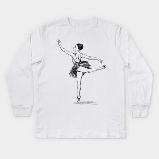 Ballerina Print Kids Long Sleeve T-Shirt